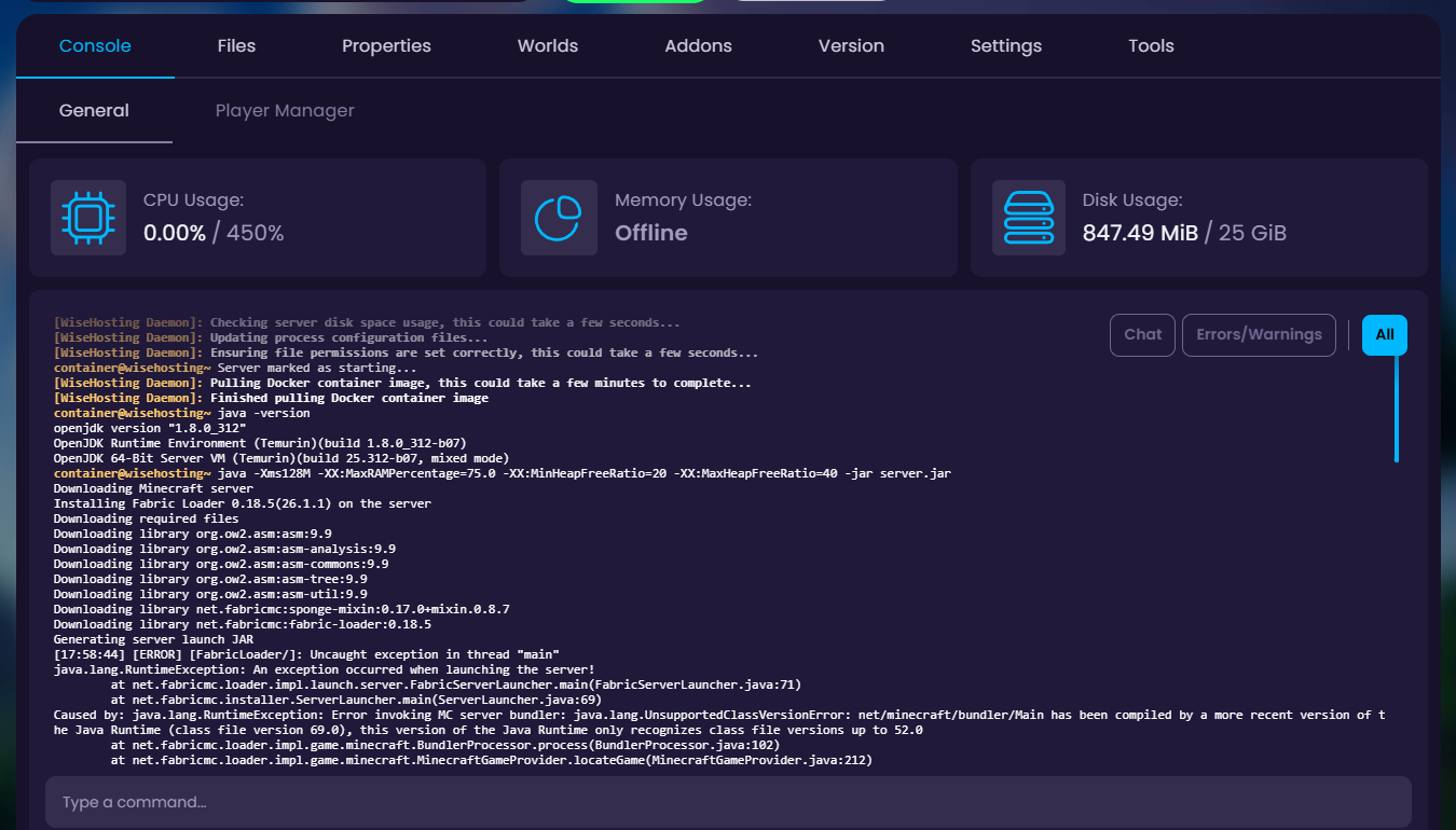 StashrNode panel showing a server that is always online
