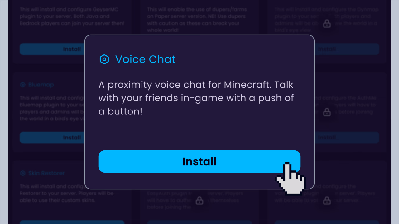 Voice Chat preset installer in the StashrNode panel